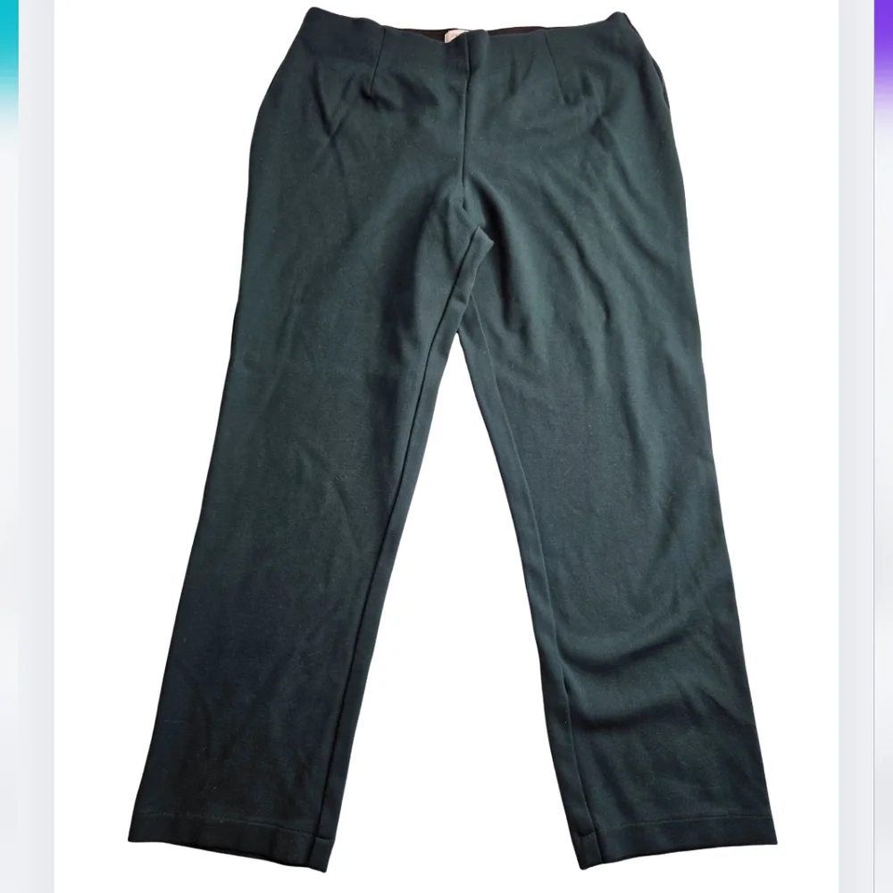 Calvin Klein Size 12 Pine Green Pull-On Ponte Pants Office Cd-2174